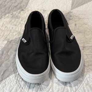 Vans Men's Black and White Slip-On Sneakers
